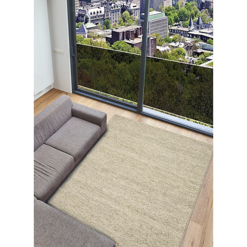 ECARPETGALLERY Hand Tufted Sienna Light Olive Green Wool Rug - 5'6 x 7'8