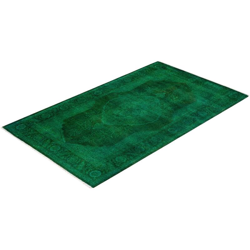 Contemporary Overdyed Wool Hand Knotted Area Rug - 3' 1" x 5' 3"