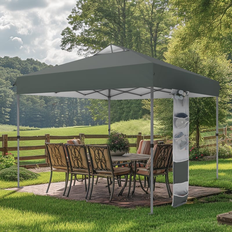 10' x 10' Pop Up Outdoor Canopy Tent Commercial Instant Reinforce Canopies with Wheel Carry Bag & Storage Pocket
