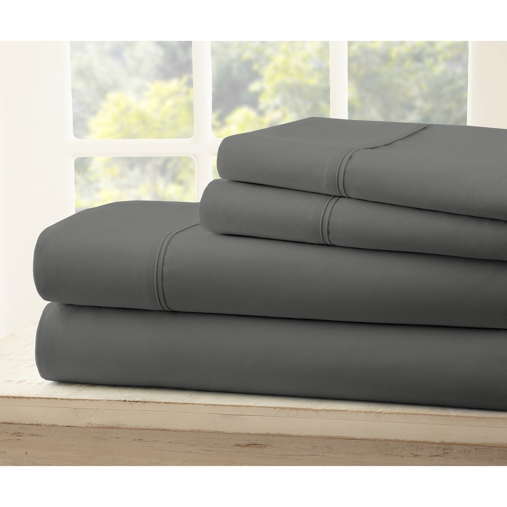 Real Living Black 4-Piece Microfiber Queen Sheet Set