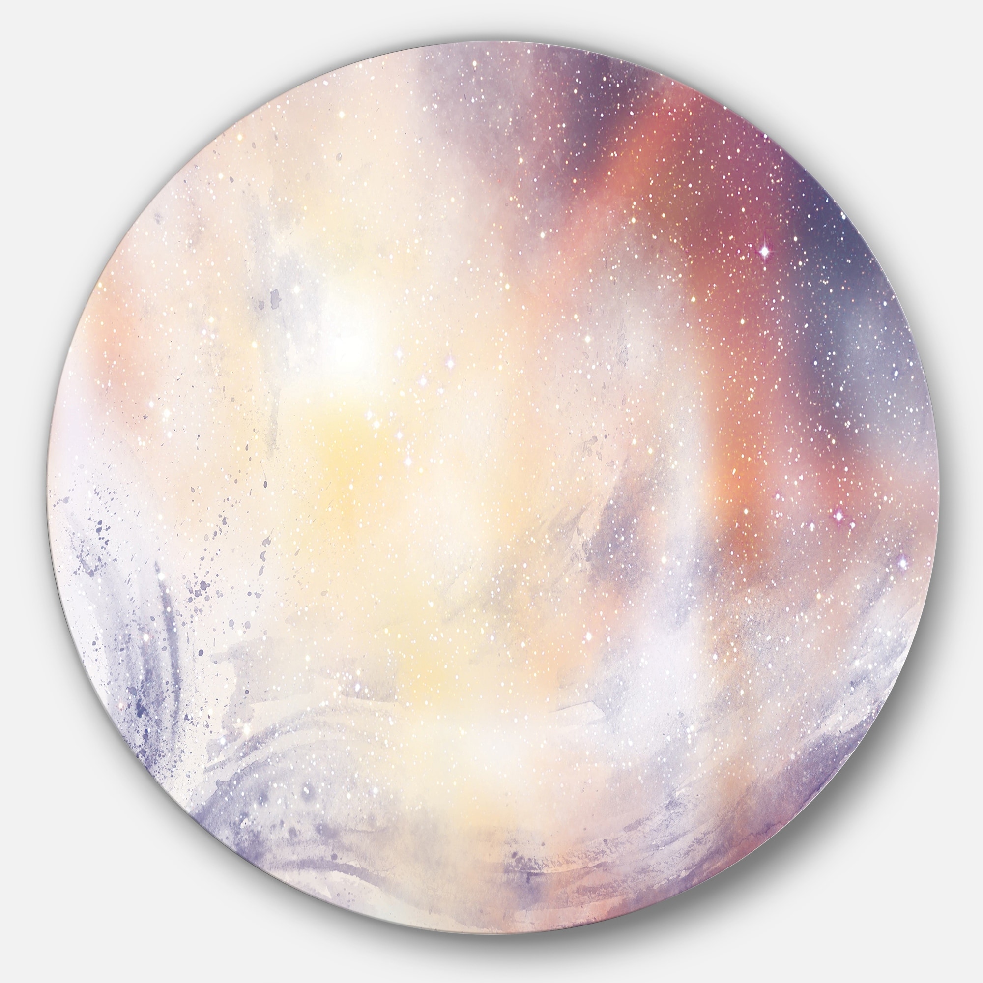 Designart 'Blurry Watercolor with Star' Abstract Round Metal Wall Art