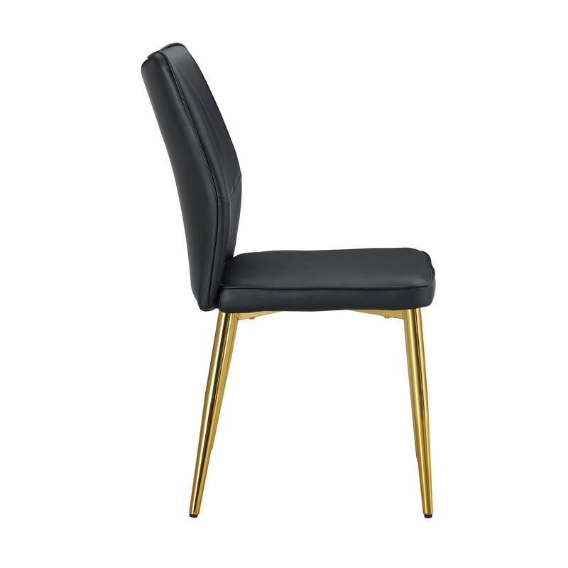 4 Black Dining Chairs:A Medieval Modern Chair Made Of Pu Material With Soft Cushions,Equipped With Golden Metal Legs