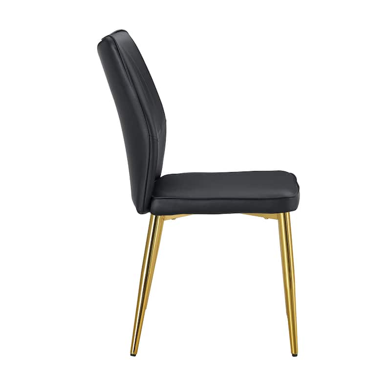 Set of 4 Medieval Modern PU Dining Chair,with soft cushion and metal legs(silver/golden)