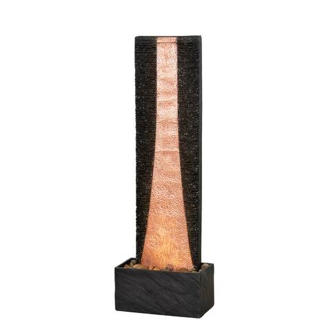 Rio 48-inch Indoor/ Outdoor Black Slate with Hammered Copper Fountain - 8" x 48"