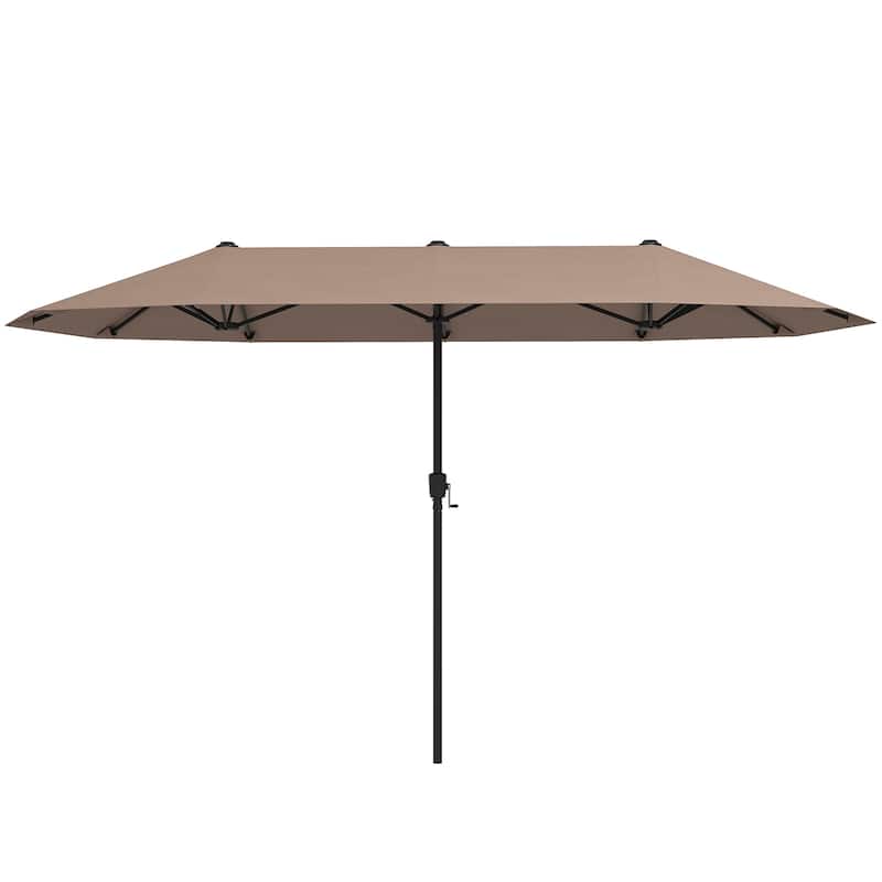 Polyester Double-Sided Patio Umbrella with Crank Handle - Coffee