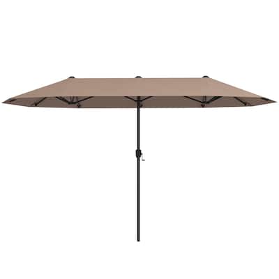 Polyester Double-Sided Patio Umbrella with Crank Handle
