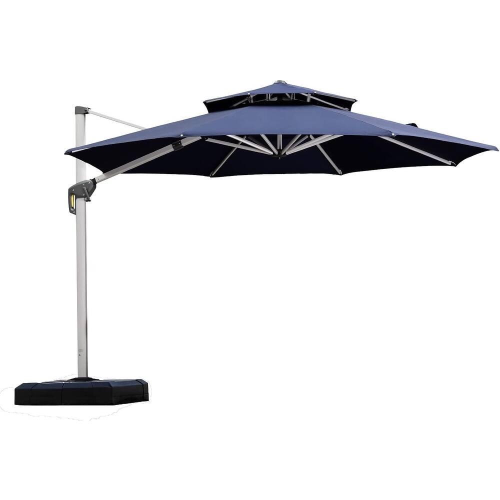 PURPLE LEAF Double Top Round Patio Large Cantilever 360 Degree Rotation 10/11/12/13ft Outdoor Classic Umbrella