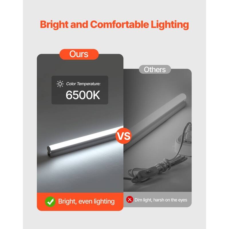 White PC 4ft LED Shop Light 2200LM Linkable with Flexible Mount - 46.4 x 0.8 x 1.3 inches