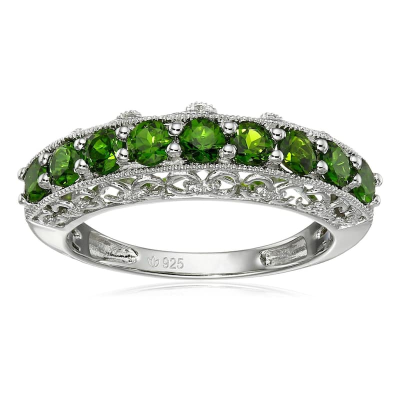 Sterling Silver Chrome Diopside Stackable Band Ring - 7
