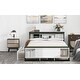 preview thumbnail 6 of 10, Full Size Platform Bed with Trundle and USB Charging, Wooden Kids Bed Frame with Storage Headboard and Footboard, White+Green