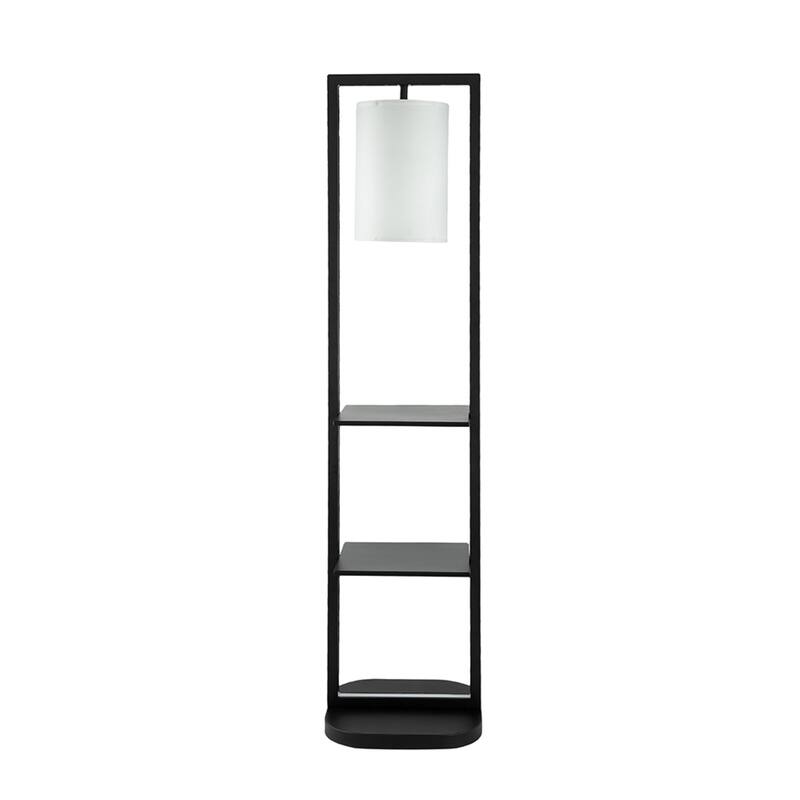 Two Tier Vertical Shelving Stand with Light - 74.25" - Black