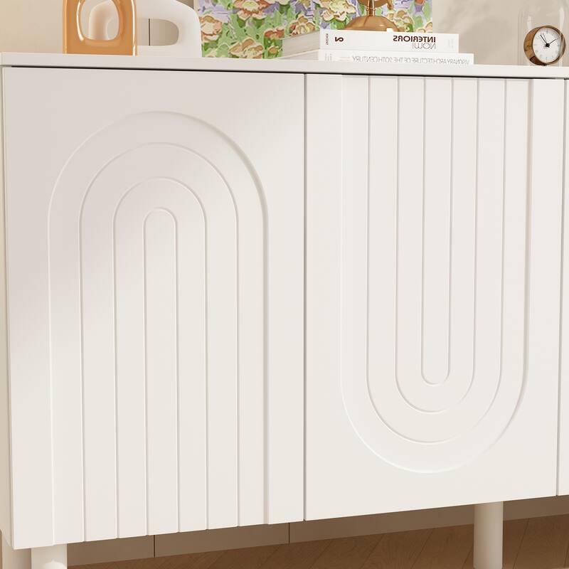 Storage Sideboard Cabinet with 4 Doors Buffet Sideboard End Table - 63.2"W