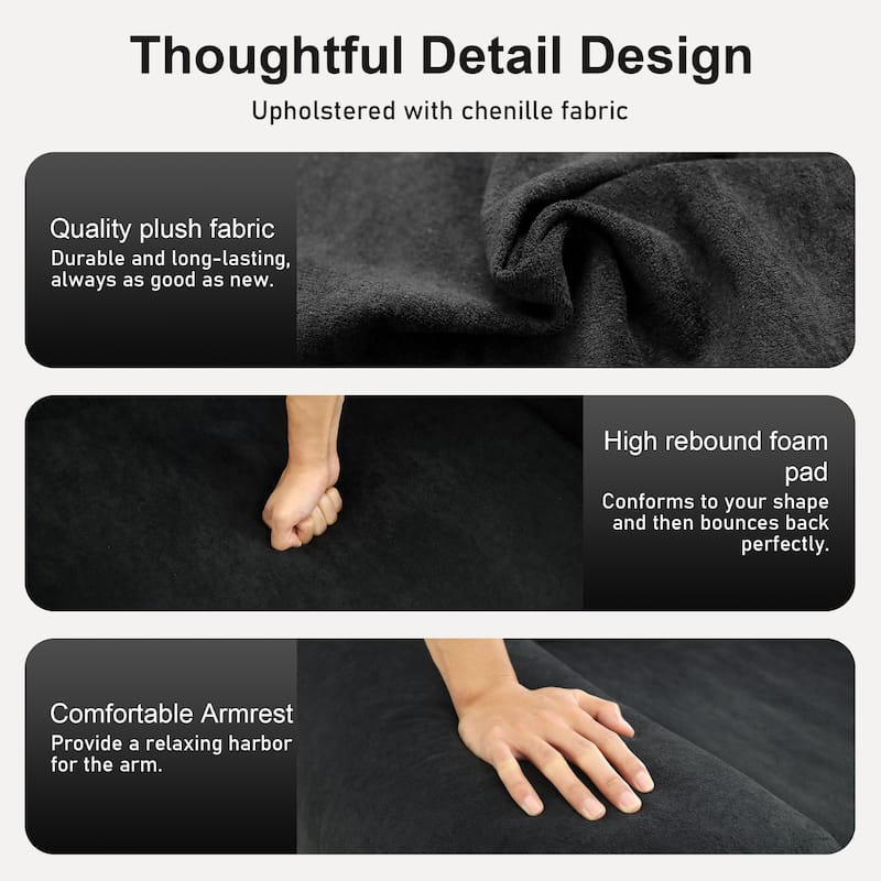 Chenille Accent Chair, Comfy Cloud Sofa Chair, Modern Armchair Boneless Reading Chairs