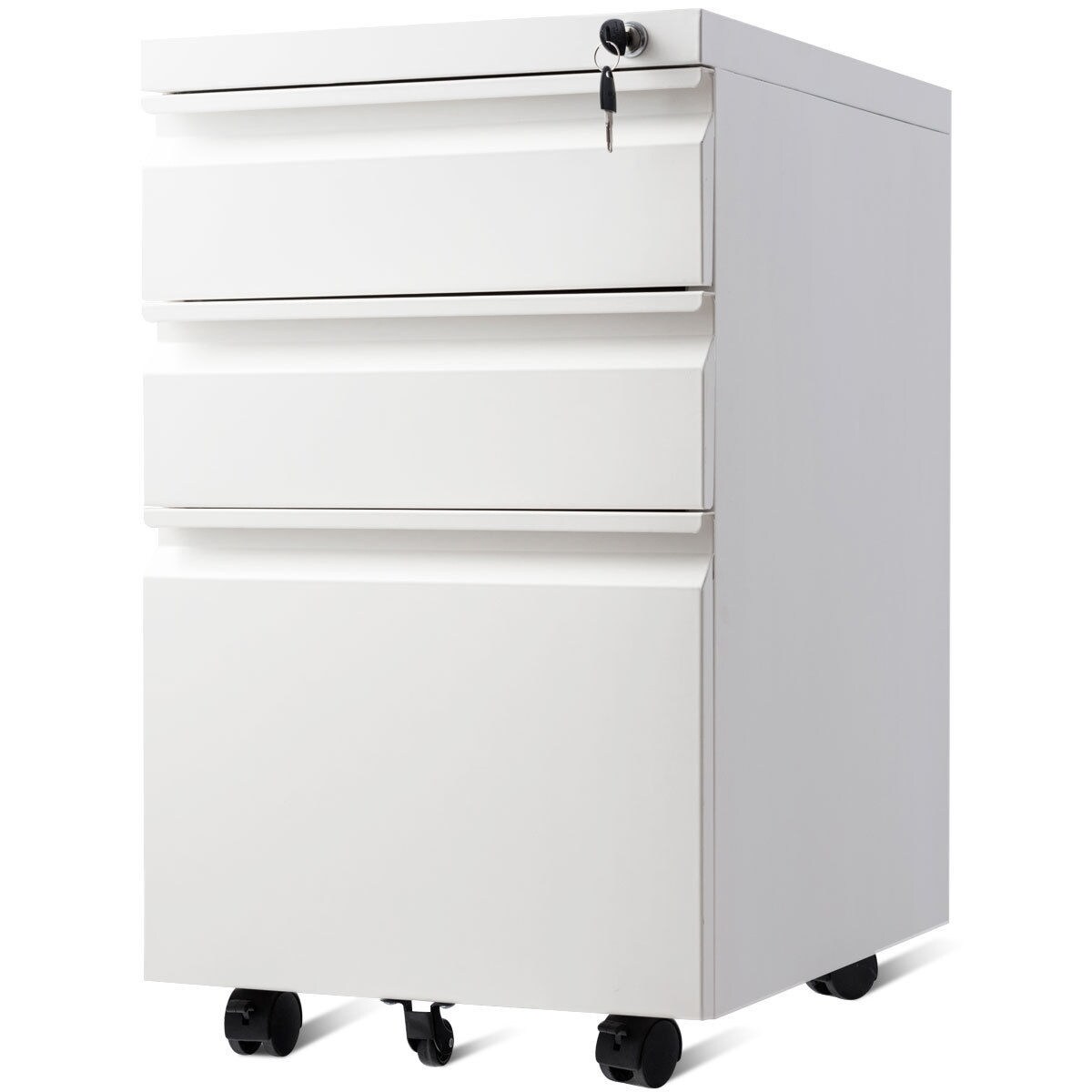 Shop Gymax White Home Office 3 Drawers Mobile File Cabinet Rolling