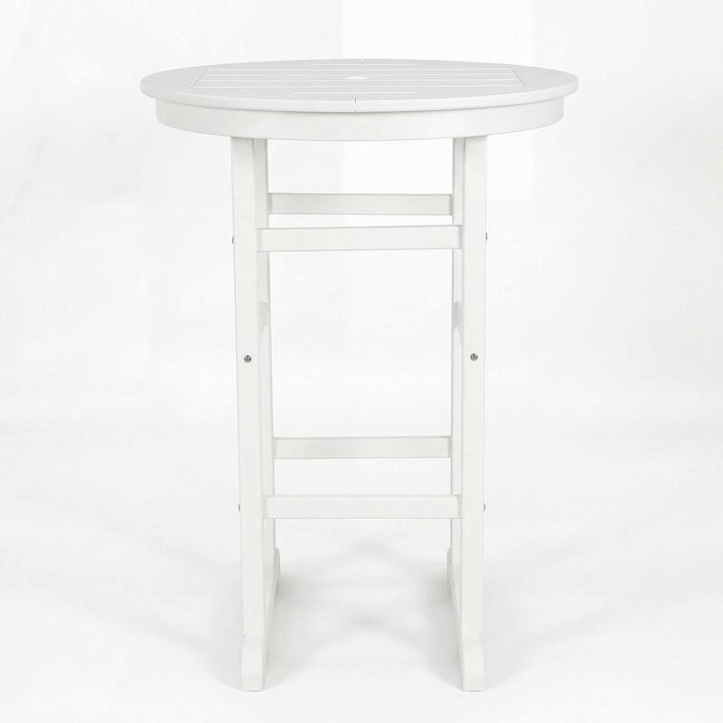 3-Piece HDPE Indoor/Outdoor Bar Set, 42.1" Round Bar Table with 2 Bar Stools, All-Weather Patio Bistro Set for Deck, Balcony