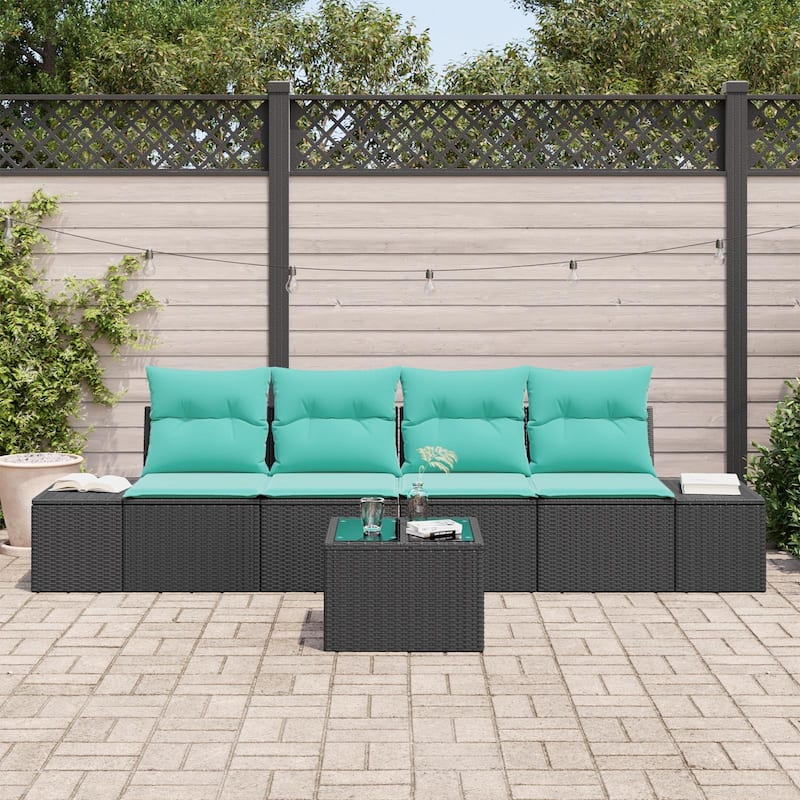 vidaXL 5 Piece Garden Sofa Set with Cushions - 115.7×24.4×27.2