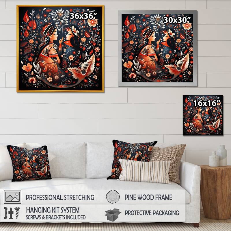 Designart "Indian Art Rajasthani Folklore Tales I" Indian Art Wall Art - Global Canvas Wall Decor For Home