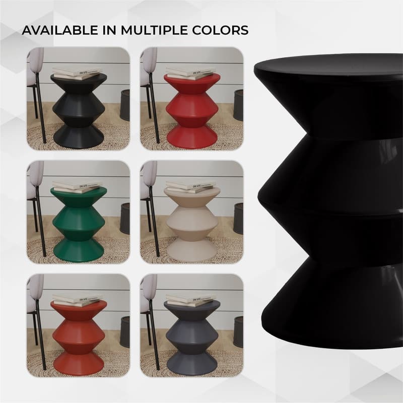 Round Side Table in ABS Plastic with Double-Hourglass Design End Table For Indoor and Outdoor