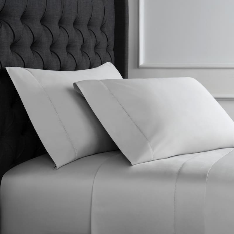 Luxury Hotel Collection 600 Thread Count Cotton Hemstitch Sheet Set - Silver - Casual - 4 Piece - Full