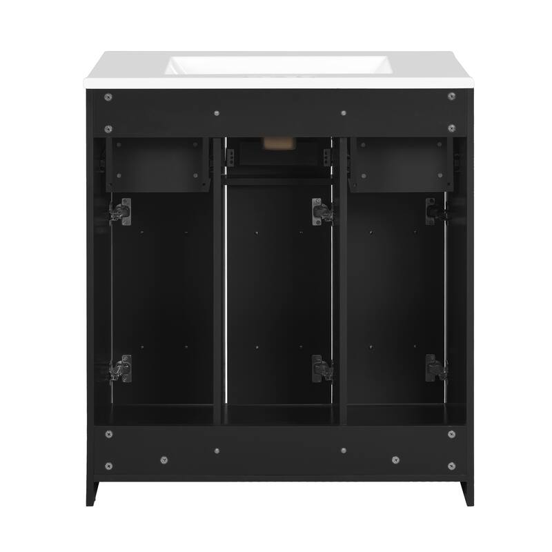 30" Freestanding Bathroom Cabinet with Integrated White Ceramic Sink - 30'' x 18.4'' x 33.8''