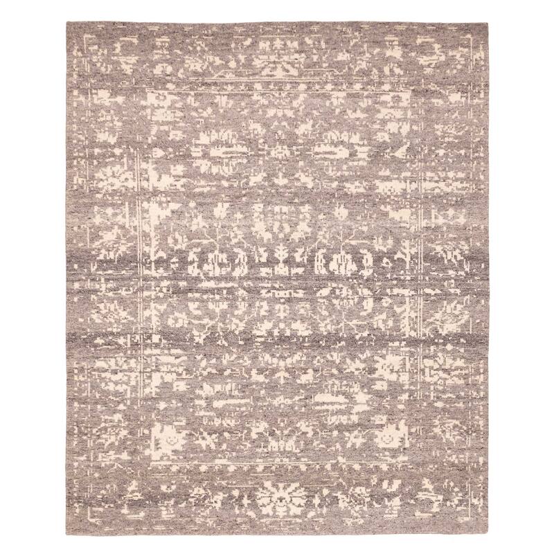 ECARPETGALLERY Hand-knotted Elysian Dark Grey Wool Rug - 7'11 x 9'11