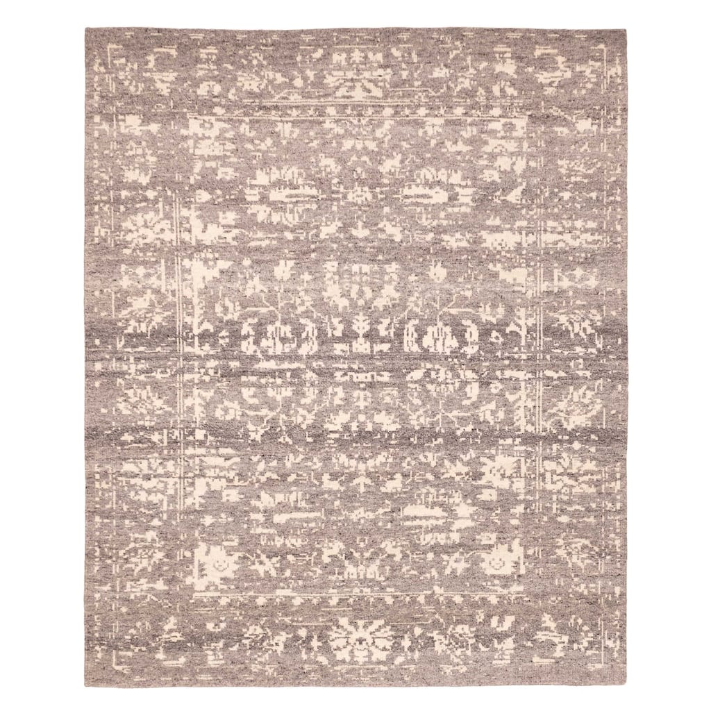 ECARPETGALLERY Hand-knotted Elysian Dark Grey Wool Rug - 7'11 x 9'11