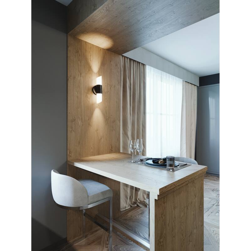 AFX Slice 12-inch Black LED Sconce with White Glass