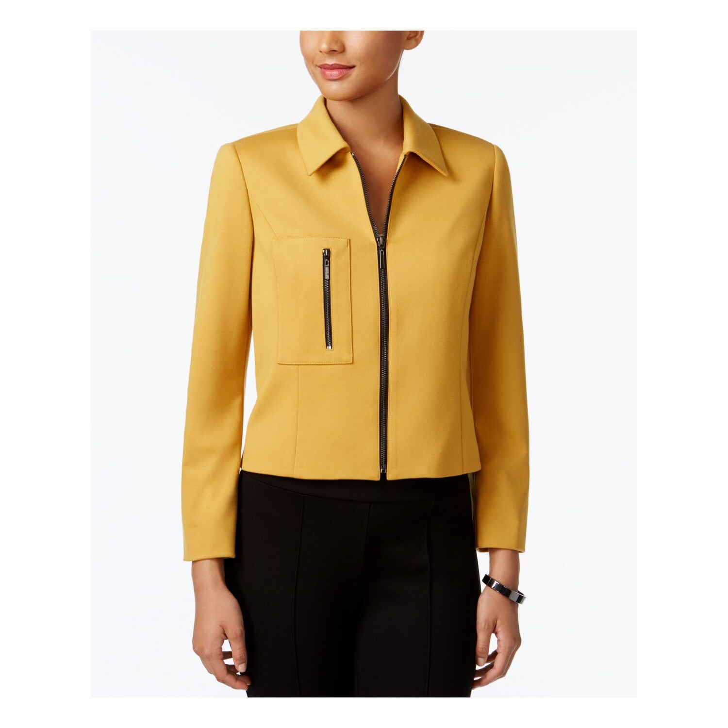 Shop Kasper Womens Yellow Blazer Wear To Work Jacket Petites Size