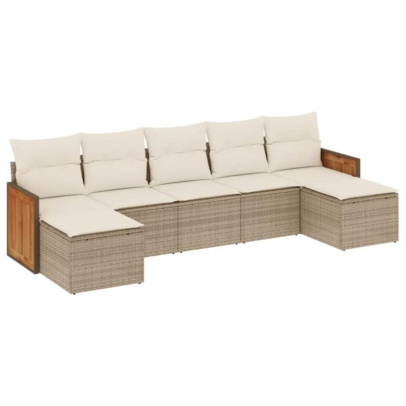 vidaXL Patio Sofa Set with Cushions Outdoor Conversation Furniture Poly Rattan