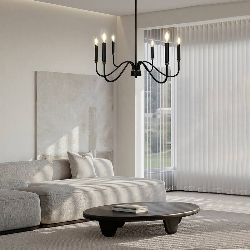 Candle Chandelier Traditional Farmhouse Chandelier Black Chandelier - 6-Light