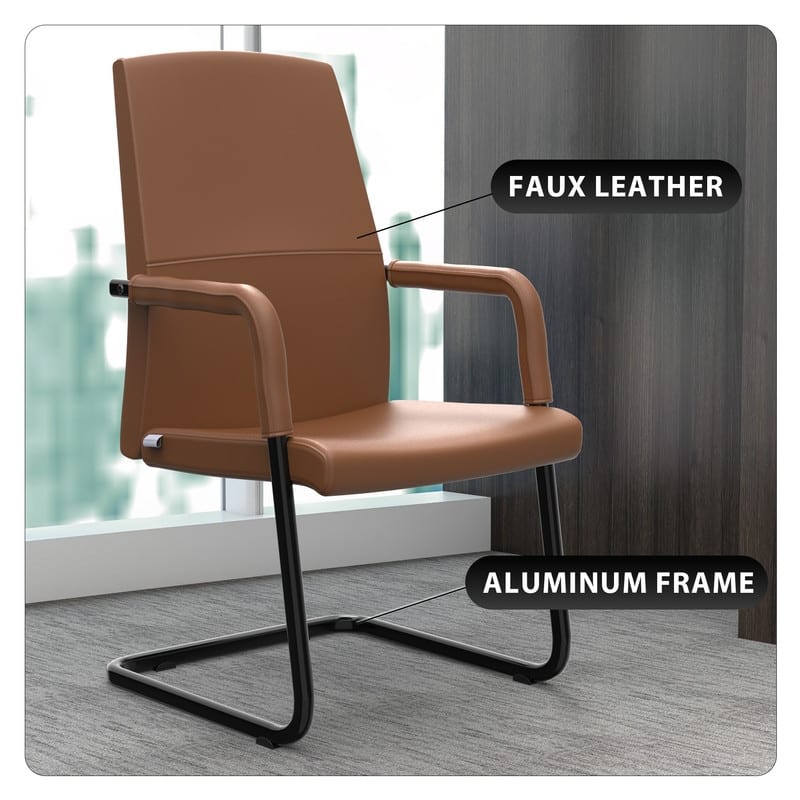 LeisureMod Evander Modern Faux Leather Office Chair with Aluminum Frame