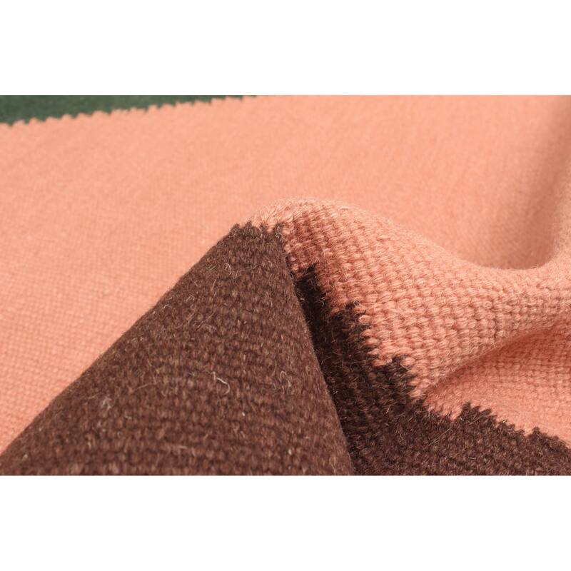 ECARPETGALLERY Flat-Weave Ankara FW Salmon Wool Kilim - 4'0 x 5'9