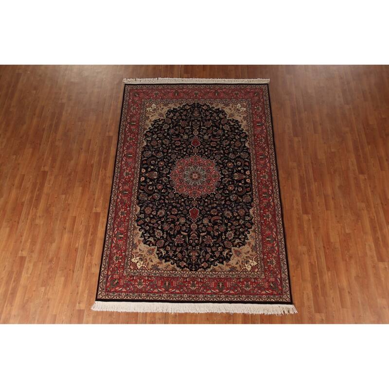 Vegetable Dye Floral Kashan Chinese Area Rug Hand-Knotted Wool Carpet - 6'0"x 9'2"