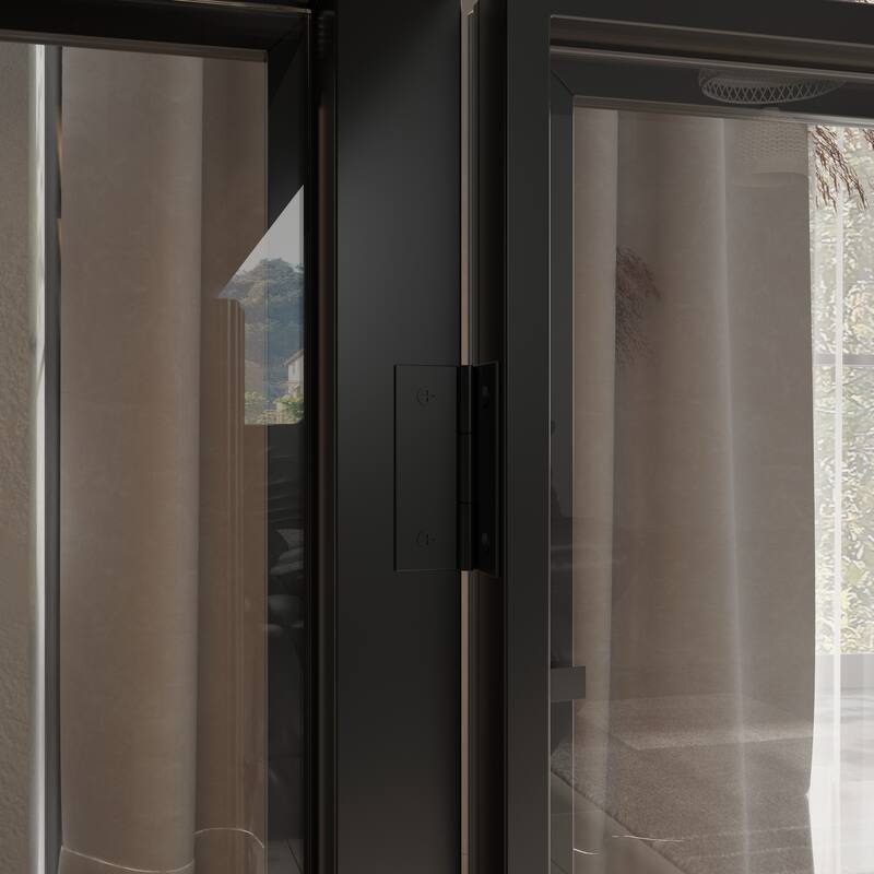 63" Black Glass Door Sideboard Cabinet with LED Lights, Metal Frame Storage Buffet Cabinet Wine Cabinet