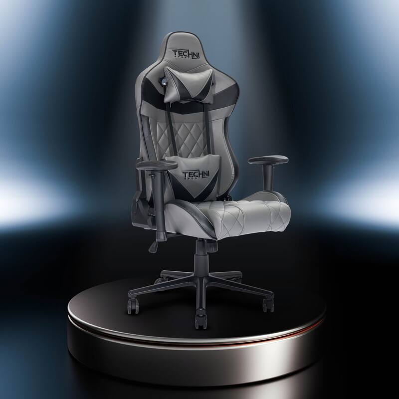 55.25" Gray Black Techni Sports XL Comfortable Gaming Chair