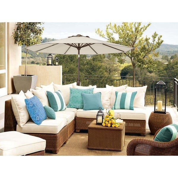 greige patio umbrella LIVLIG Premium Sun for Balcony & Terrace poolside areas SimplyShade 9-ft Greige Slide-tilt Market
