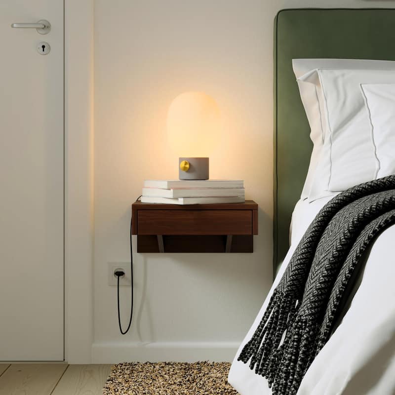 Solid Wood Floating Nightstand set of 2 Walnut Finish for Bedroom