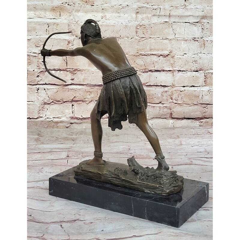 Mayan Aztec Inca Native Mesoamerican South American Archer Warrior Bronze Sculpture