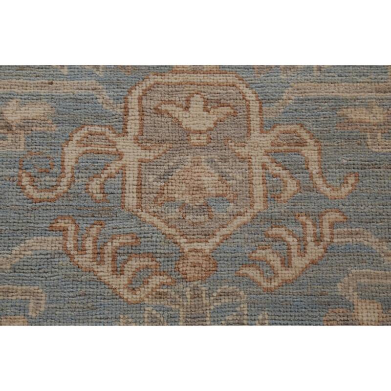 Hand Knotted Oriental 100% Wool Carpet Transitional Medallion Navy Blue & Blues Oushak Area Rug - 13' 11'' X 10' 4''