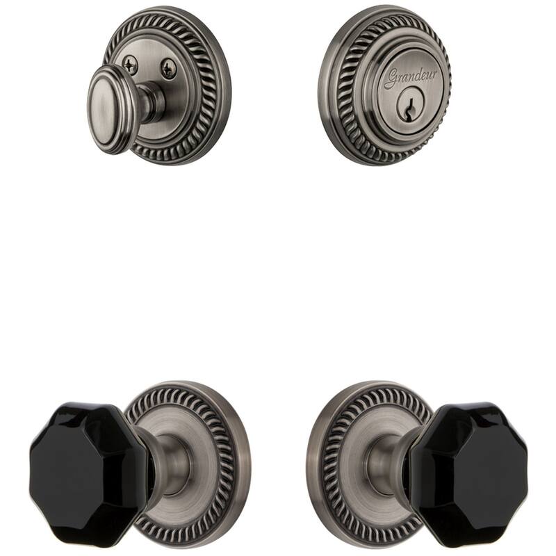 Grandeur Newport Solid Brass Rose Single Cylinder Keyed Entry Deadbolt - Antique Pewter