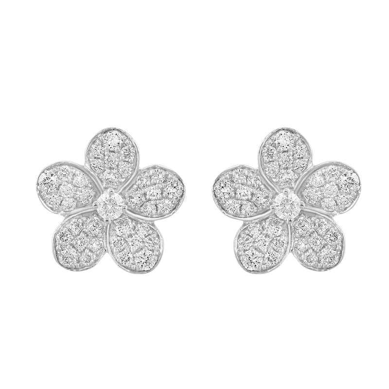 EFFY Women's 925 Sterling Silver Diamond Flower Stud Earrings