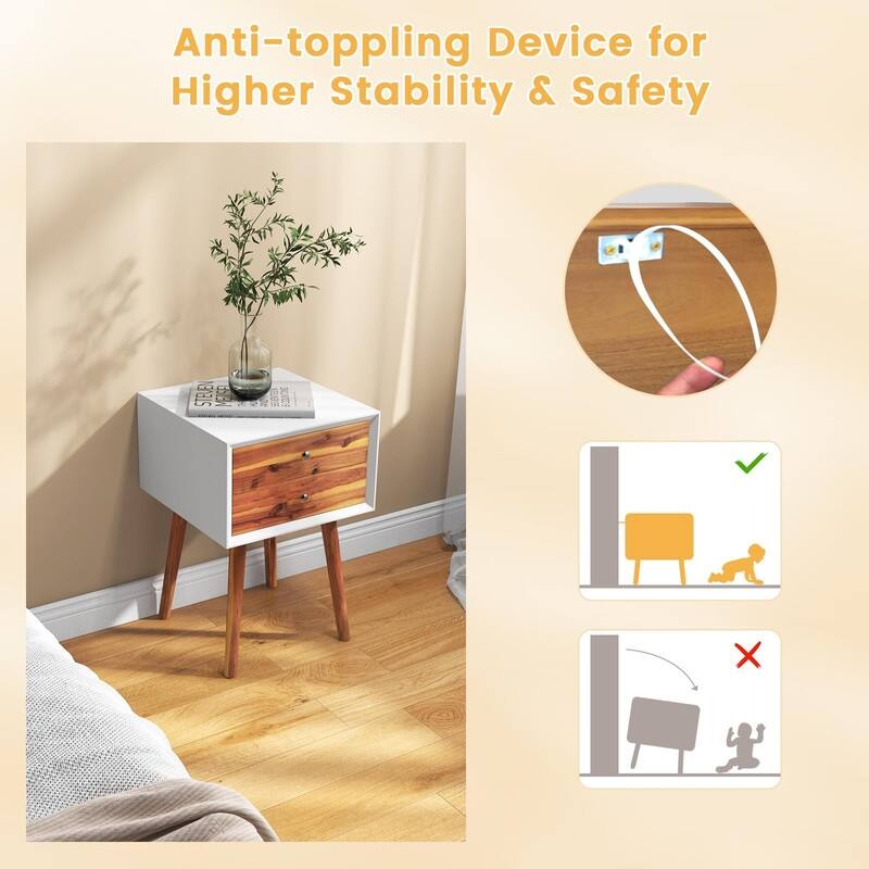 Nightstand with 2 Drawers Set of 2