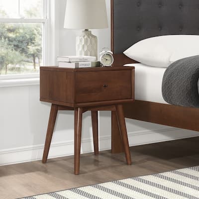 Hana Mid Century Modern Walnut Nightstand Bed Side Table in Walnut