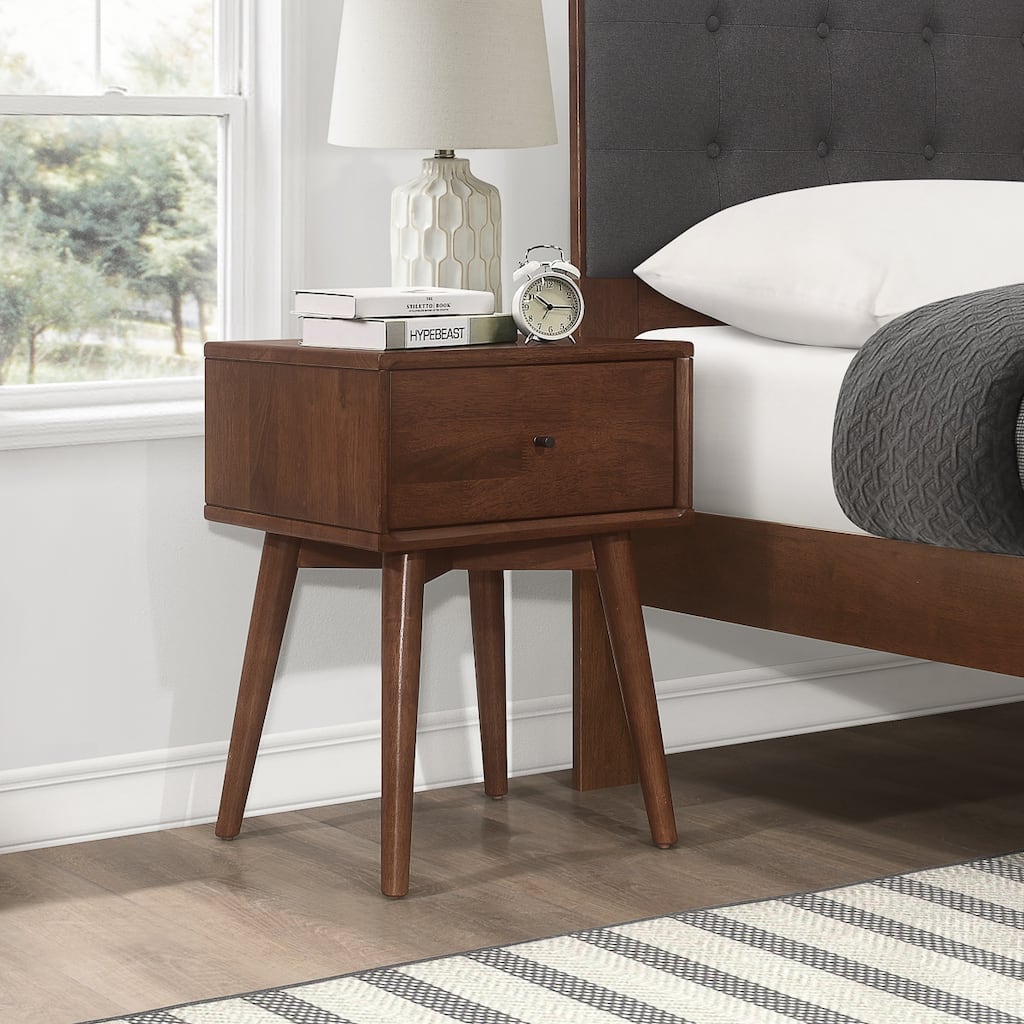 Hana Mid Century Modern Walnut Nightstand Bed Side Table in Walnut