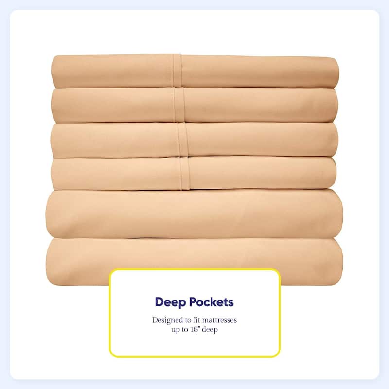 Sweet Home Collection Split King 7 Piece Sheet Set, Deluxe Ultra Soft 1500 Series, Double Brushed Microfiber.