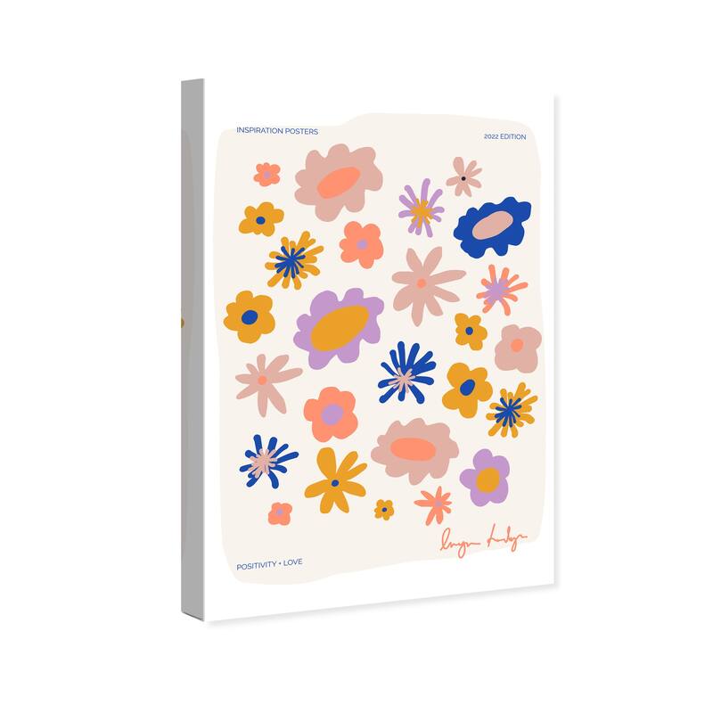 Wynwood Studio Canvas Floral and Botanical Love my Floral Mess Pink and Light Pink Modern & Contemporary Wall Art Canvas Print