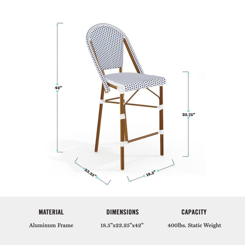 Martha Stewart 2PK All-Weather Stackable Patio Bistro Counter Stools - 18.5"W x 23.25"D x 42"H