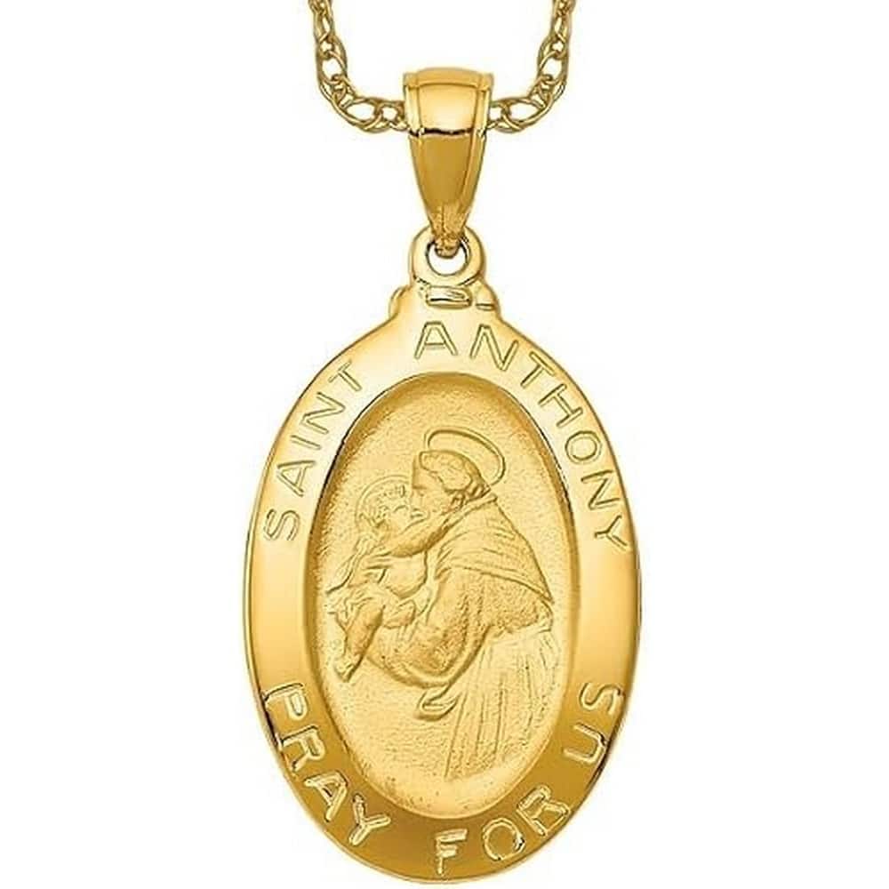 Curata 10k or 14k Yellow Gold 18" 31.5x15.25mm Saint Anthony Oval Medal Necklace