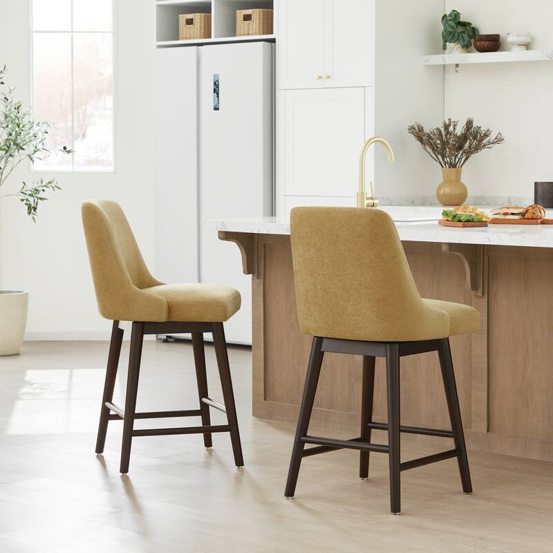 Spruce & Spring Hazel Upholstered Counter Height Swivel Barstool with Back