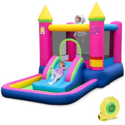Princess-Themed Inflatable Bounce House for Kids 4-in-1 Bouncy Castle with Slide - 143" x 79.5" x 81"